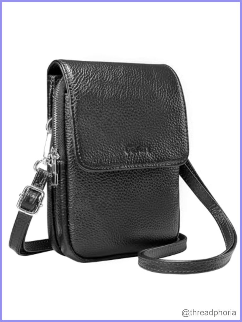 Genuine Leather Crossbody Bag with RFID Blocking Wallet and Adjustable Strap